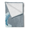 thumbnail image 2 of Polar Bear Soft Flannel Fleece Blanket, Fractal Style Polar Bear Iceberg Howling Mosaic Geometric Polygonal Art, Cozy Plush for Indoor and Outdoor Use, 60" x 80", Pale Blue and Grey, by Ambesonne, 2 of 5