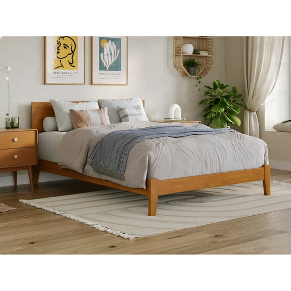 Portland Twin Solid Wood Low Profile Platform Bed in Light Toffee
