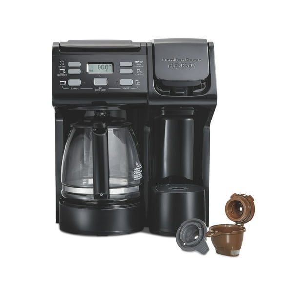 Hamilton Beach FlexBrew Coffee Maker, K Cup Pod Compatible Single Serve Coffee Maker & 12-Cup Coffee Pot, Black