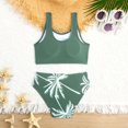thumbnail image 4 of Girls Swimsuits Summer Coconut Tree Print Two Piece Tankini Boyshort Bathing Suit for Beach Rash Guard Green 9 Years-10 Years, 4 of 6