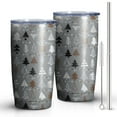 thumbnail image 2 of 20oz Tumblers Gray Christmas Tree Pattern Stainless Steel Vacuum Insulated Double Wall Travel Tumbler Cups Mug with Lid and Straw,Cleaning Brush for Cold & Hot Drinks, 2 of 7