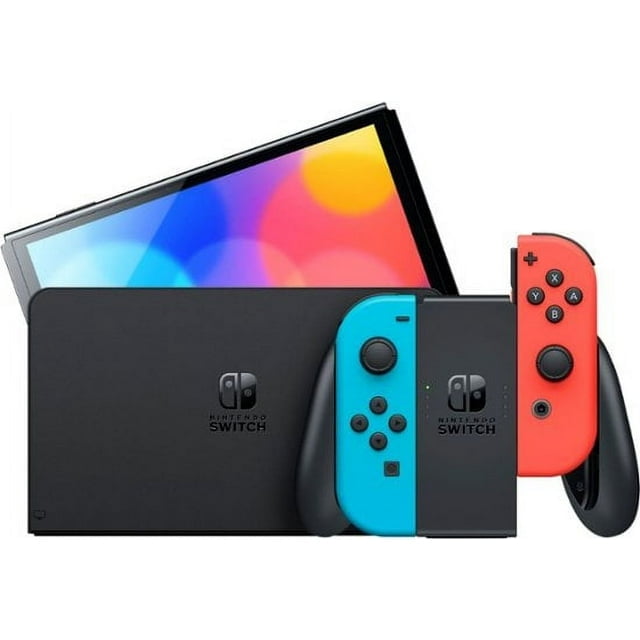 Nintendo OLED Switch w/ Neon Red & Blue Joy-Con, Super Mario