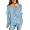 thumbnail image 1 of aDJFDGT Oversized Sweater Vest Xxl Women's Loose Long Sleeve V Neck Drawstring Backless Sweater Knitted Pullover, 1 of 4