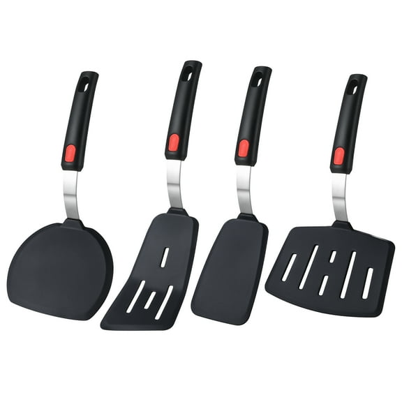 AOWOO 4-Pack Heat Resistant Silicone Spatula Set - 600°F Safe Nonstick Kitchen Utensils for Cooking, BPA Free Rubber Turner for Eggs, Pancakes & Fish - Flexible Spatulas for Nonstick Cookware