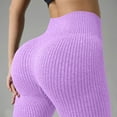 thumbnail image 6 of Stamzod Womens Leggings Tummy Control Ribbed Knit Workout Leggings Casual High Waisted Gym Yoga Pants for Women Purple M, 6 of 7