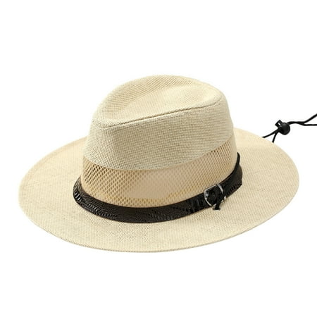 Vinsonshop Women’s Straw Panama Hat – Wide Brim Travel Fedora Beach Sun Hat with Upf 50+ Protection Summer Roll-up Straw Hat Beige
