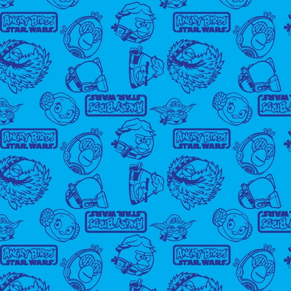 Camelot Fabrics Angry Birds Star Wars Outlines Quilting Fabric Blue - per metre