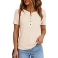 thumbnail image 4 of PRETTYGARDEN Waffle Knit Tops for Women Short Sleeve Henley Shirts Summer Blouses Dressy Casual Spring Fashion Clothes, 4 of 10