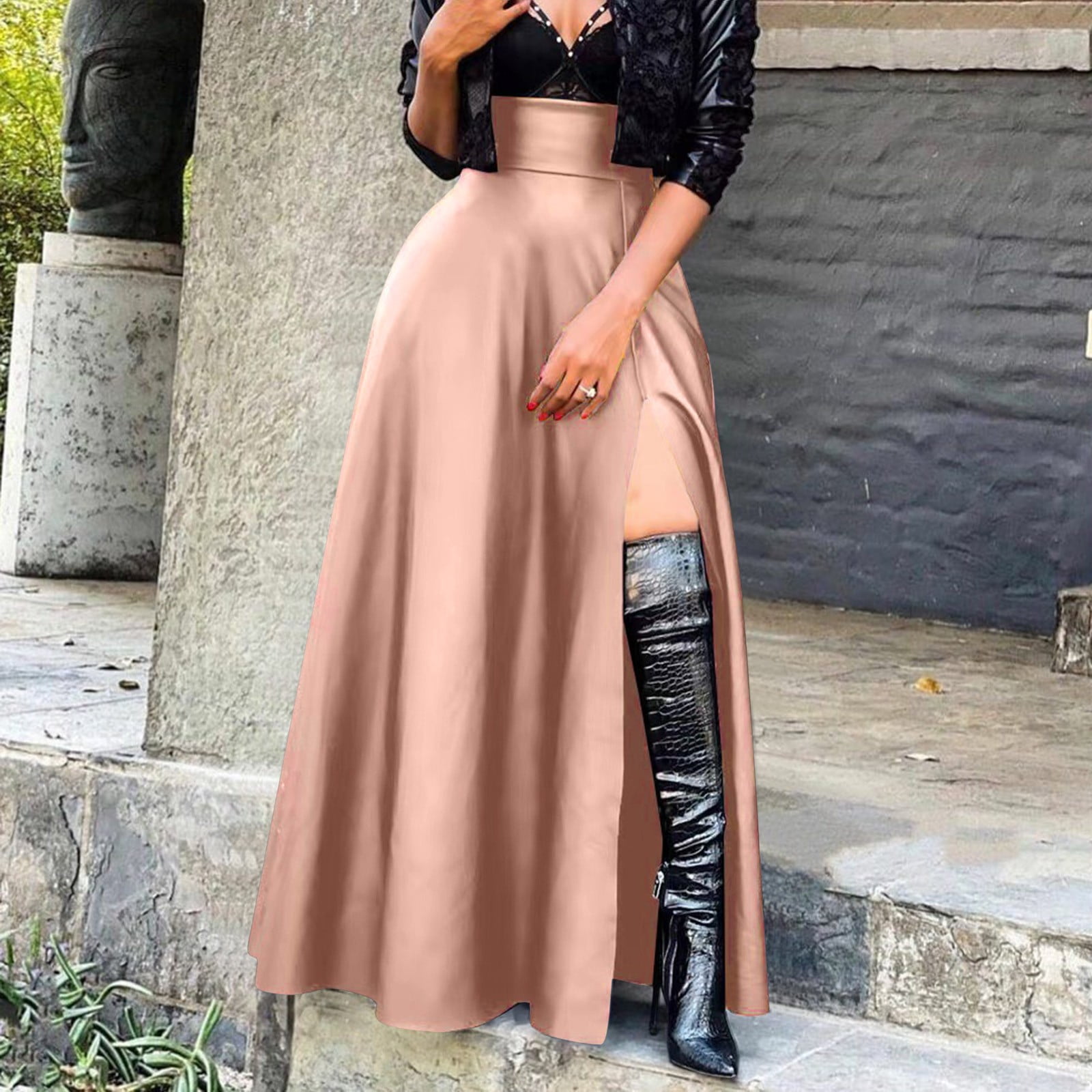 flowy leather skirt