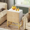 thumbnail image 2 of Finmind Striped 2-Drawer Nightstand: Modern End Table & Bedroom Organizer, Wood & White, 2 of 7