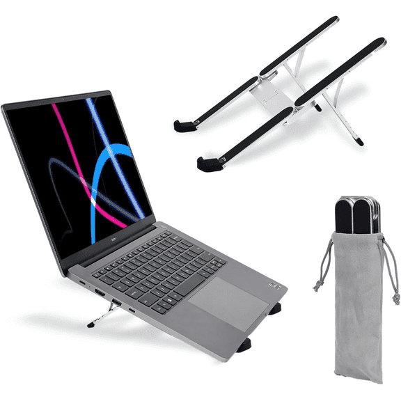 Travel Depot Portable Laptop Stand, Laptop Stand for Desk Ergonomic 6-Levels Angles Adjustable Computer Stand, ABS Laptop Riser Holder Compatible with All Laptops and iPad (10-15.6")