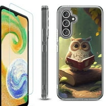 For Samsung Galaxy A36 5G Phone Case Cover, Shockproof Bumper Hybrid Case with Tempered Glass Screen Protector, by OneToughShield - Owl Reading