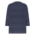 thumbnail image 6 of HongQid Women's Casual 3/4 Sleeve T Shirts Button V Neck Tunic Blouses Striped Basic Tee Tops Loose Fit Shirt, 6 of 9