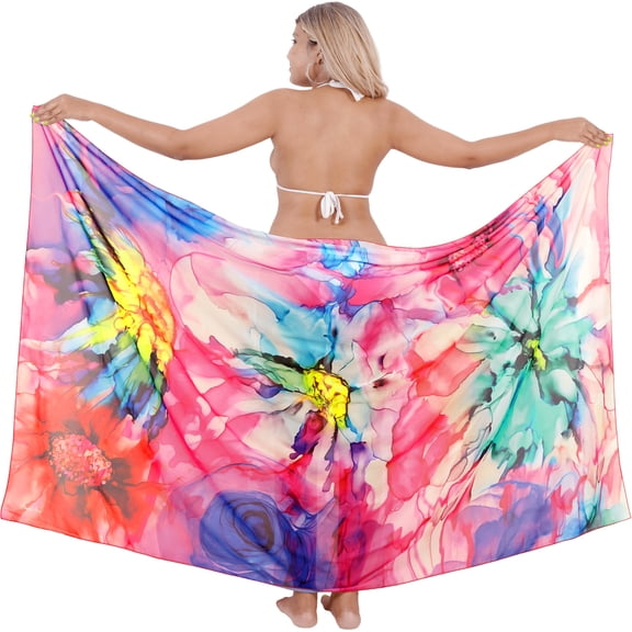 HAPPY BAY Women's Sarong Bikini Skirt Swimsuit Cover up Summer Wraps Bathing suit Swimwear Beach Wrap Skirts for Women One Size Water Flower, Pink