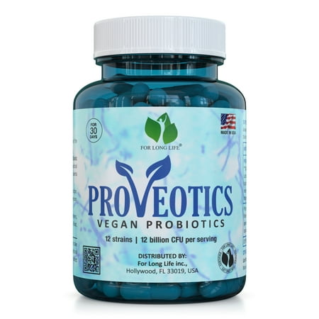 FOR LONG LIFE PROVEOTICS VEGAN PROBIOTIC SUPPLEMENT | Digestive Enzymes | Multi Enzymes with Prebiotics for Digestive Health for Women and Men