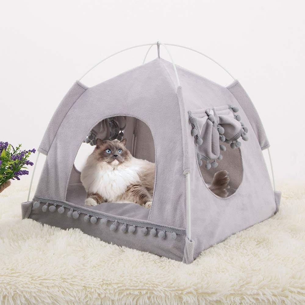 Pet Tent Cave Bed for Cat Small Dog,with Removable Washable Cushion