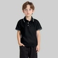 thumbnail image 2 of shoper Boys Polo Shirts Size 10-12 Collared Solid Color Short Sleeve Shirts Breathable Back To School Shirt Boys' Tops, Tees & Blouses Black 100, 2 of 5