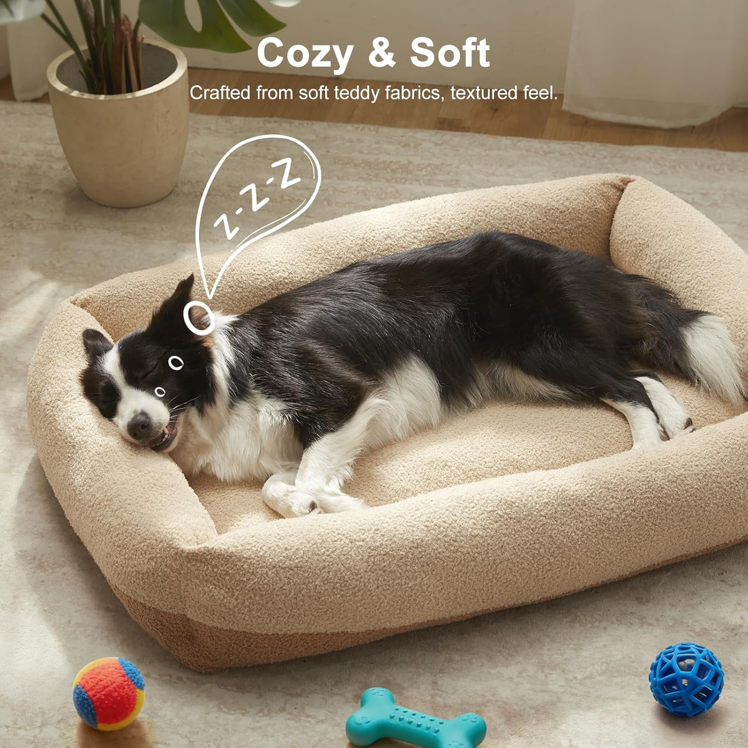 Large Orthopedic Pet Bed, Washable Kennel Mat with Removable Cover, Non-Slip Base Cushion for Medium and Large Dogs