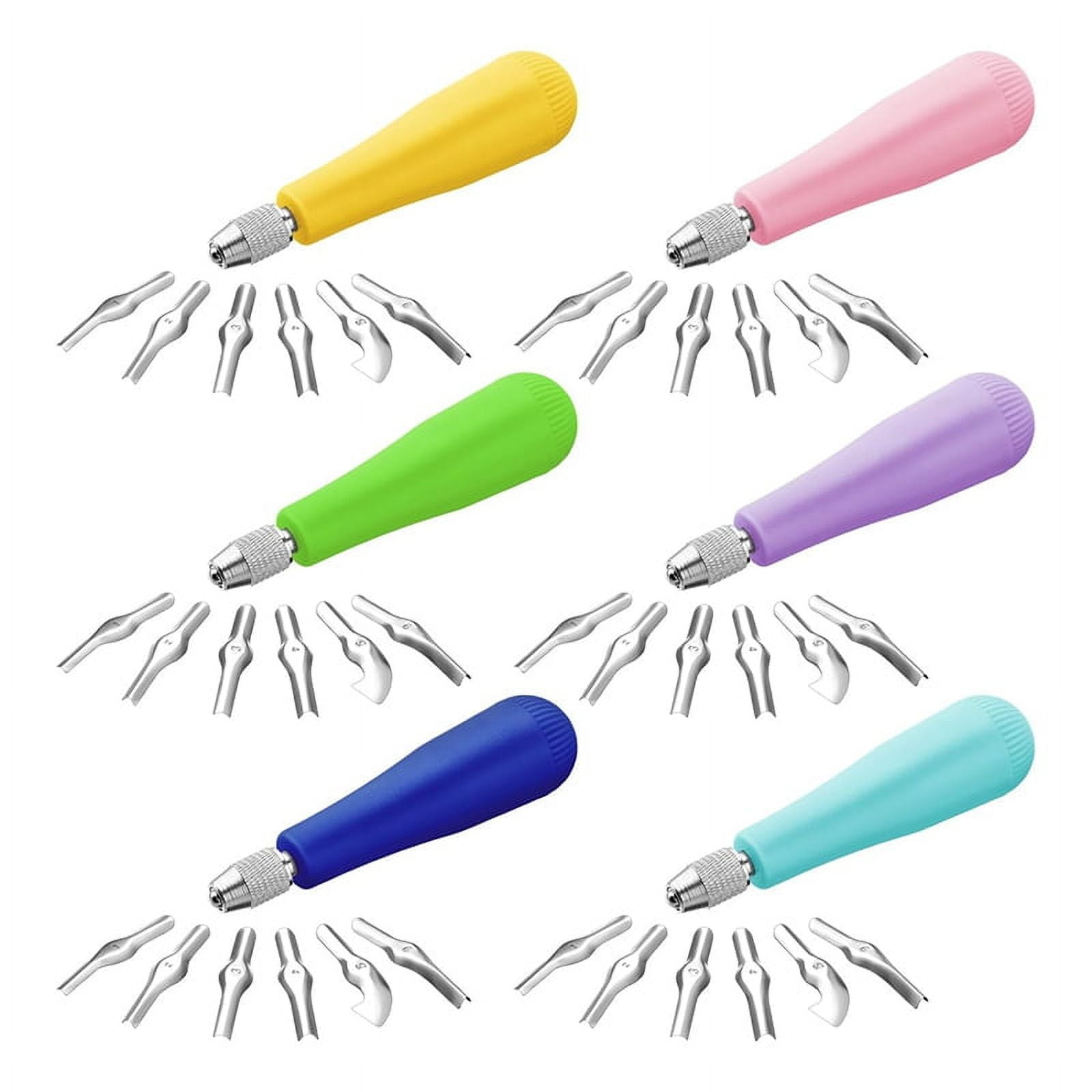 6Pack Craft Linoleum Cutter Kit Carving Tools Assortment Linocut Tools Block Cutters for Block Printing Assorted Color