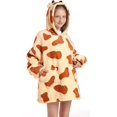 thumbnail image 2 of Wehilion 6-12YR Oversized Sweatshirt Hooded Blanket Sherpa Hoodie for Girls Boy Wearable Blanket Hoodie for Kids, 2 of 6