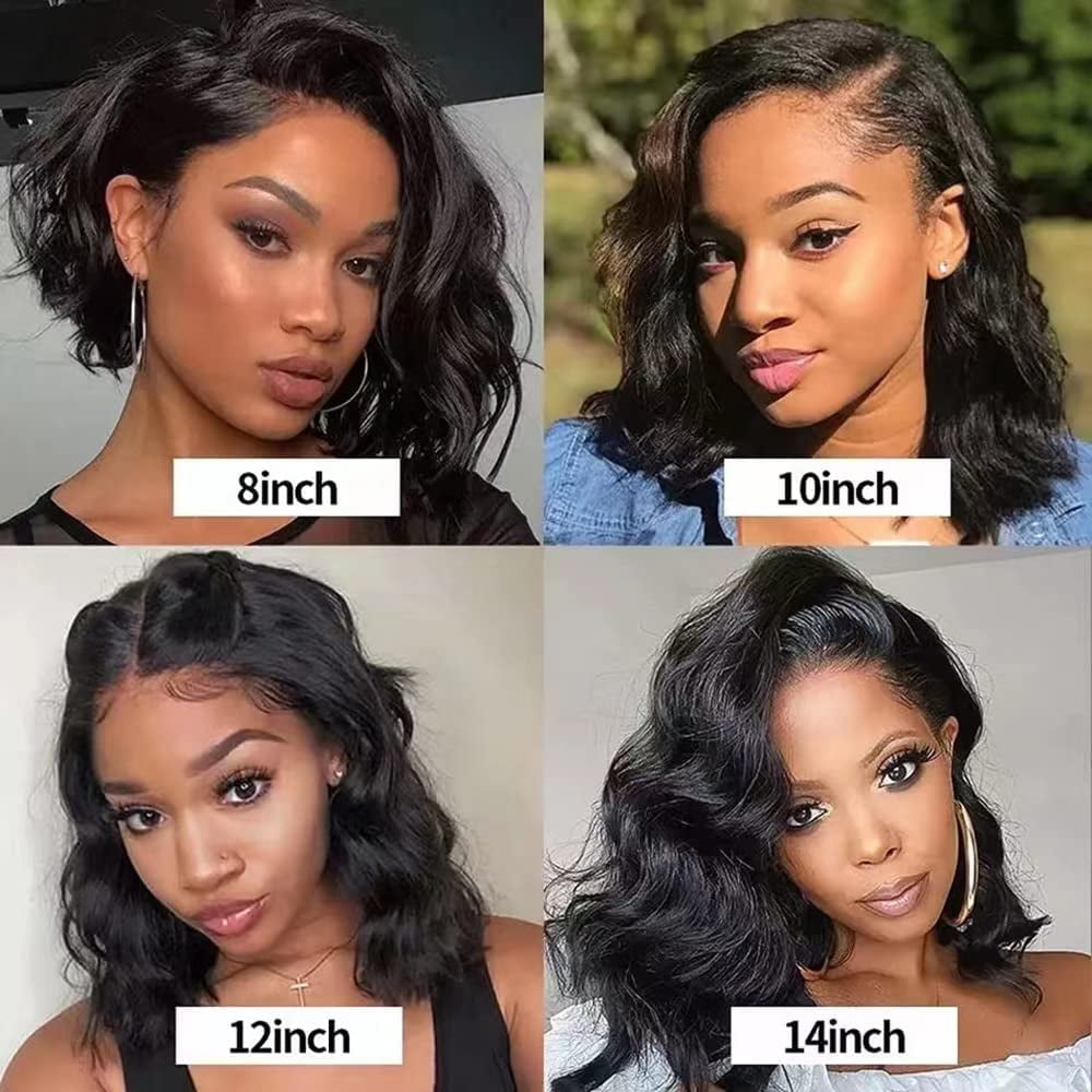 DOPI Body Wave Frontal Wig 4x4 Lace Front Wigs for Black Women Human Hair 180% Density Pre Plucked Glueless Brazilian Hair Wet and Wavy Natural Color 12 Inch