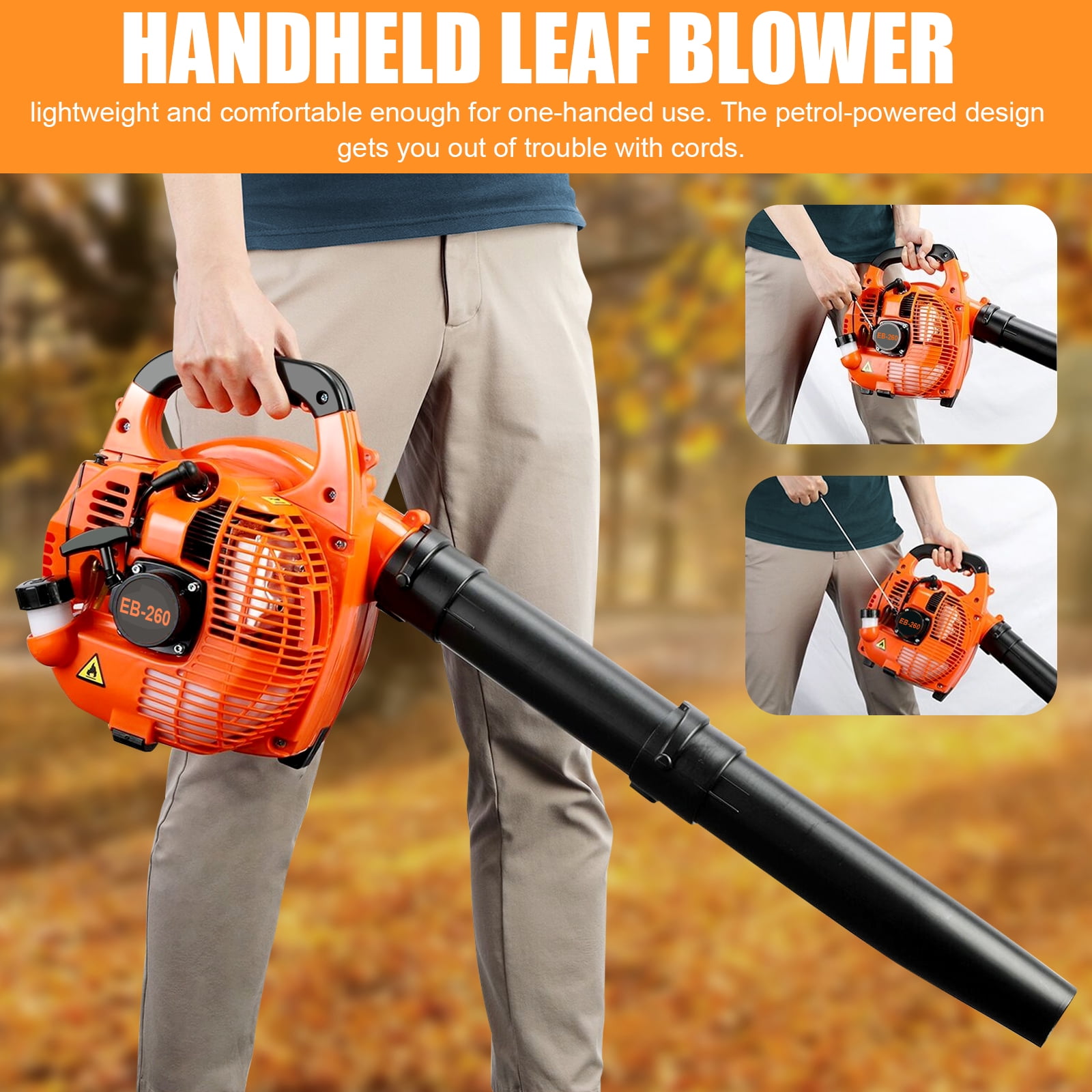 26cc Handheld Gas Leaf Blower, Powerful 2-Cycle Engine, 180 MPH 400 CFM, Lightweight Quick-Start for Lawn Care, Yard Debris & Light Snow