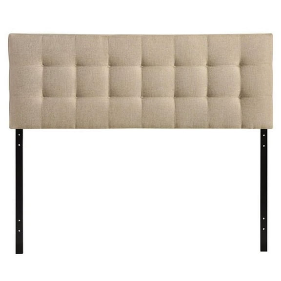 Hawthorne Collections Modern Fabric King Tufted Panel Headboard in Beige
