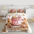 thumbnail image 2 of Homewish Cute Gingerbread Man Full Size Comforter Sets, Bowknot Coffee Cup Bedding Comforter Set, White Brown Watercolor Reversible Bedding Sets, Microfiber Bedroom Decor, 3-Piece, 2 of 8