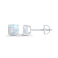 thumbnail image 2 of Decadence 925 Sterling Silver 4mm Cushion Cut Created Opal October Birthstone Screwback Stud Earrings, 2 of 7