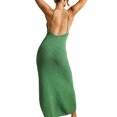 thumbnail image 4 of xiaxaixu Robe Longue d'Été Ajustée pour Femmes Couleur Unie Sans Manches Coupe Basse Robe à Bretelles Spaghetti en Tricot, 4 of 7