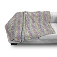 thumbnail image 2 of Rainbow Soft Flannel Fleece Throw Blanket, Bookworm Unicorn Multicolor Striped Background, Cozy Plush for Indoor and Outdoor Use, 70" x 90", Multicolor, by Ambesonne, 2 of 5