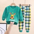 thumbnail image 2 of xaweyi Kids Two Piece Long Sleeve Homewear Outfit Cute Cartoon Pattern Breathable Soft Comfort Sleepwear for Boys Girls Size 6-12 Months, 2 of 4