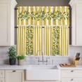 thumbnail image 4 of 3 Piece Kitchen Curtains and Valances Set Yellow Lemon Stripes Cafe Curtains 24 Inch Length Summer Spring Fruit Flowers Leaves Valance & Tier Curtain for Living Room Bedroom Window 54"x18"+27"x24"*2, 4 of 6