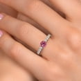 thumbnail image 4 of Gem Stone King 14K Two Tone Gold Pink Tourmaline and Lab Grown Diamond Engagement Ring for Women | 1.17 Cttw | Round 5MM | Gemstone October Birthstone | Size 6, 4 of 6