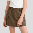 thumbnail image 3 of OGLCCG Girls Cargo Mini Skirts Teens Summer Elastic Waist Pencil Skirts with Pockets Trendy Cotton Casual Bodycon Y2k Skirts 3-14 Years, 3 of 5