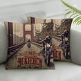 thumbnail image 3 of Retro Throw Pillow Cushion Cover, Bikers Soul San Francisco Emblem with Skull Wings Riding Motorcycle Dead Illustration, Decorative Square Accent Pillow Case, Beige Ruby, 3 of 7
