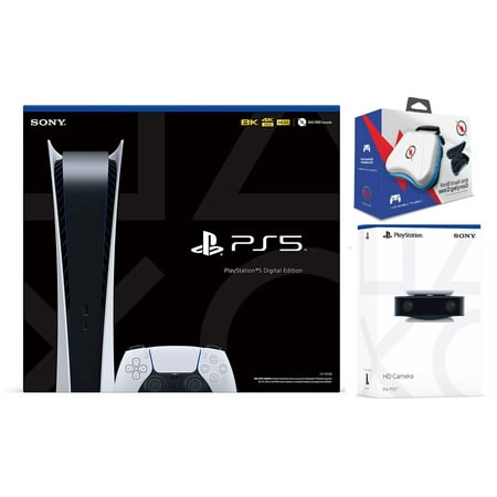 Sony PlayStation 5 Digital Video Game Console (Ps5 Digital Console) W/ HD Camera and Dualsense Case Starter Pack