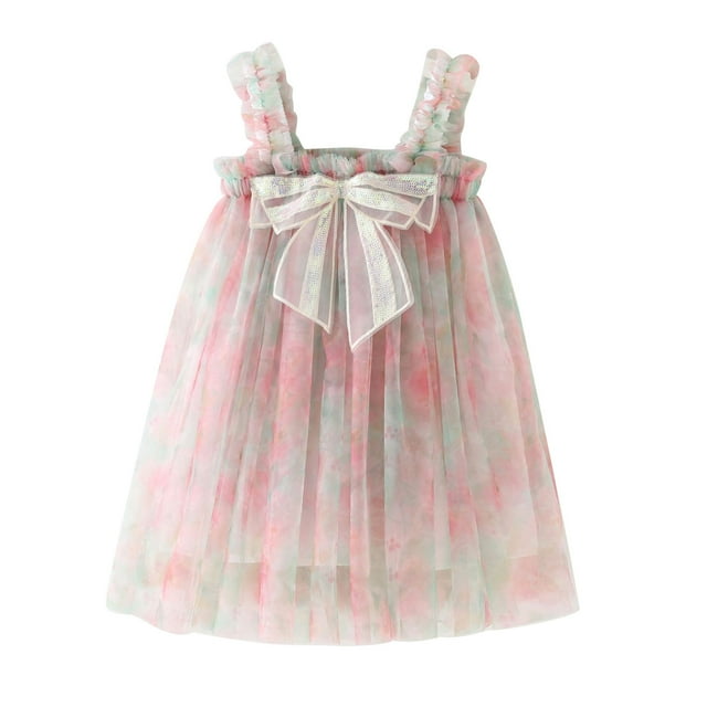 Yuyuzo Robe en Tulle pour Bébés Filles Robe Princesse Sans Manches pour Tout-Petits Robe de Fête d'Anniversaire d'Été Babydoll