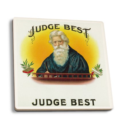 Judge Best Brand Cigar Box Label (Set of 4 Ceramic Coasters - Cork-backed, (Best Cigars Under 5 Dollars)