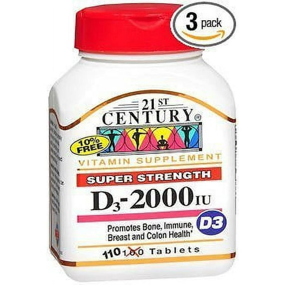 21st Century Vitamin D-2000 Tablets - 110 ct, Pack of 3