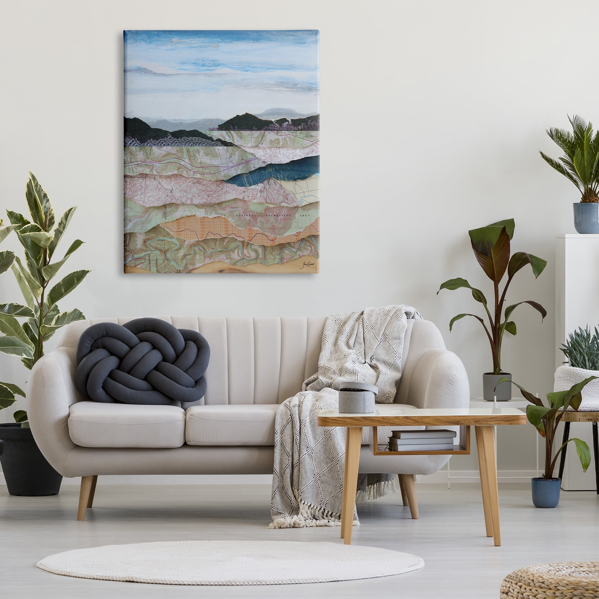 Stupell Industries Map Collage Landscape Nature Painting Gallery Wrapped Canvas Print Wall Art, 36 x 48