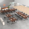 thumbnail image 3 of Conference Table with Wheels 71IN,Foldable Mobile Training Table for Office, Classroom & Meeting Room - Space-Saving Multipurpose Folding Seminar Table Heavy-Duty (Walnut 2P), 3 of 6