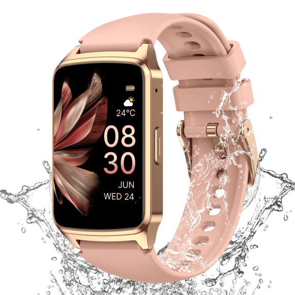 Refurbished Tikland 29360-Y6 Fitness Tracker Smart Watch for Women Men Make/Answer Calls with Fitness, Pink