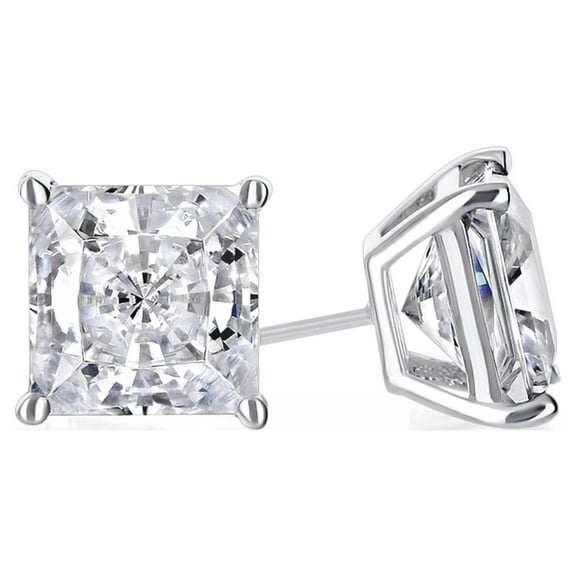 Paris Jewelry 18K White Gold 0.5 Ct Created White Sapphire Princess Cut Stud Earrings Gift for Women plated