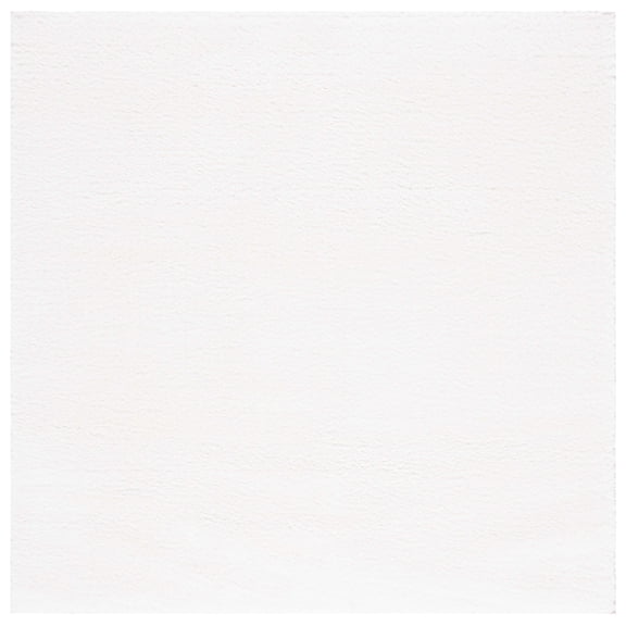 SAFAVIEH Tahoe Joey Solid Shag Area Rug, White, 6'7" x 6'7" Square