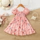 thumbnail image 1 of Vestido de princesa de verano para niñas pequeñas con cinturón de 1 a 6 años, estampado de flores, sin mangas, hasta la rodilla, vestido acampanado, vestido veraniego para niños, ropa 120 (5T) Gao Jinjia LED, 1 of 2