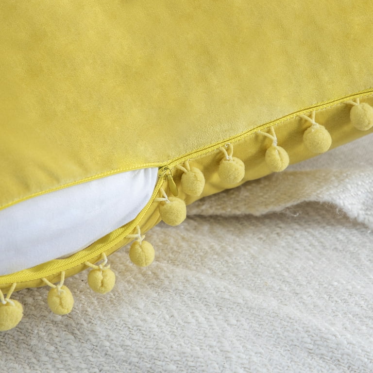 Ochre pom pom throw sale
