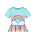thumbnail image 4 of Girls Dress Rainbow Ruffle Striped Short Sleeve Cotton Casual Party 5 Years, 4 of 7
