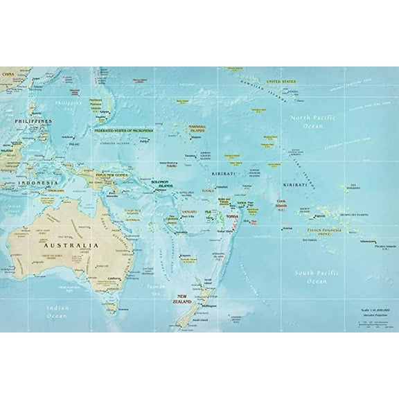 Iconic Arts Laminated 36x24 Poster: Oceania-map 1-41000000