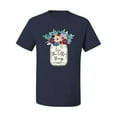 thumbnail image 2 of Wild Bobby, Love The Little Things Artsy Jar with Flowers Pop Culture Men's Graphic T-Shirt, Navy, 3XL, 2 of 3